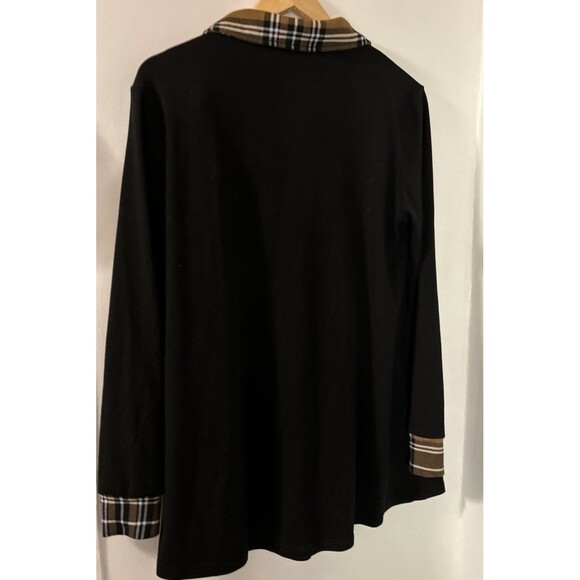 Unixseque Womens long sleeve Jacket lapel pullover tunic Sweater L Plaid button - Picture 2 of 10